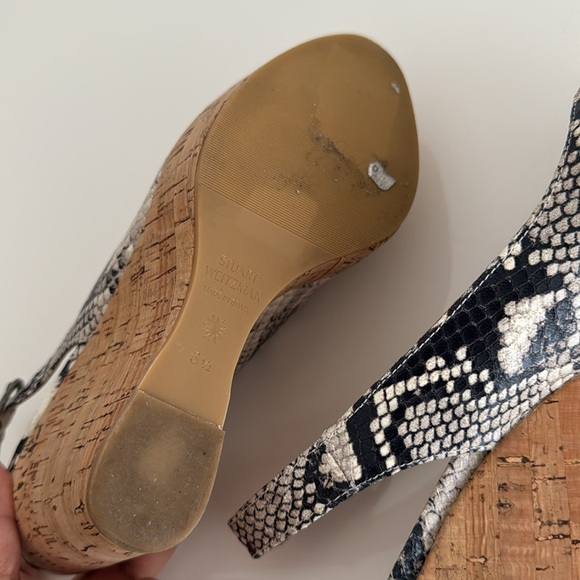 Stuart Weitzman Snake Print Slingback Wedges - Picture 12 of 13